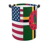 U.S. Dominica Flag Funny Laundry Baskets Collapsible Waterproof Clothes Hamper Storage Bins with Handles 13.8"x13.8"x17.3" 17.3"x17.3"x17.3"