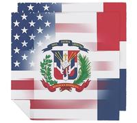 U.S. Dominican Republic Flag Cloth Napkin for Dinner Party 2 PCS