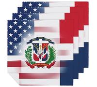 U.S. Dominican Republic Flag Cloth Napkin for Dinner Party 4 PCS