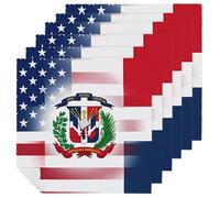 U.S. Dominican Republic Flag Cloth Napkin for Dinner Party 6 PCS