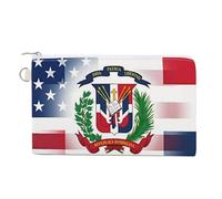 U.S. Dominican Republic Flag Custom Canvas Coin Purse Change Wallet Bag Small Makeup Bags for Men Women 7.5 X 4.6 Inch
