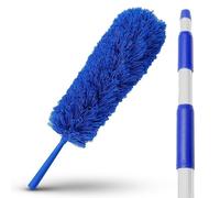 U.S. DUSTER COMPANY DUST FREE SOLUTIONS - 1x Extendable Telescoping Pole/Rod 5-6 meters Reach 3-Stage in Light Aluminium & 1x Blue MicroFiber Duster