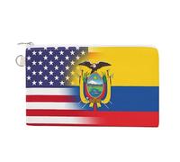 U.S. Ecuador Flag Custom Canvas Coin Purse Change Wallet Bag Small Makeup Bags for Men Women 7.5 X 4.6 Inch