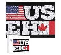 U.S. EH U.S. And Canada Flag Funny Wooden Picture Puzzle Wood Jigsaw Creative Gift for Adults And Family Game