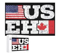 U.S. EH U.S. And Canada Flag Funny Wooden Picture Puzzle Wood Jigsaw Creative Gift for Adults And Family Game