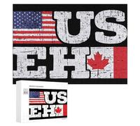 U.S. EH U.S. And Canada Flag Funny Wooden Picture Puzzle Wood Jigsaw Creative Gift for Adults And Family Game