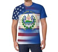U.S. El Sal-vador Flag Men's T-Shirts Classic Short Sleeve Crew Neck Tee Summer Casual Tops Graphic 2XL