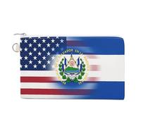 U.S. El Salvador Flag Custom Canvas Coin Purse Change Wallet Bag Small Makeup Bags for Men Women 7.5 X 4.6 Inch