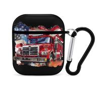 U.S Fire Fighter Flag PC Headphone Case for AirPods 1 And 2 Earphone Cover Earbuds Accessories with Keychain