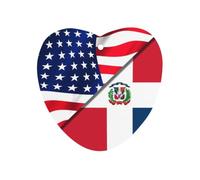 U.S. Flag And Dominican Republic Flag Car Air Freshener Hanging Love form | Ocean Long Lasting Paper Scent for Car Home Lightweight Easy To Hang