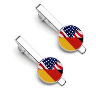 U.S. Flag And German Flag Trendy Tie Clips for Men Silver Tie Bar Pin Jewelry for Wedding Anniversary Birthday