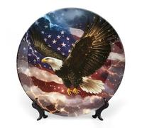 U.S Flag Bald Ea-gles Bone China Decorative Plate Ceramic Dinner Plates Decorative Plate Art Crafts Gifts