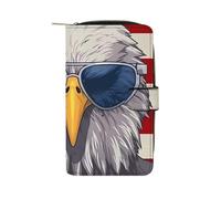 U.S. Flag Bald Eagle in Glasses Fashion Wallet Credit Card Holder Slim Coin Pocket Purse Handheld Phone Bags for Women Men 8×4.5×1.5 Inches