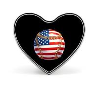 U.S Flag Baseball Heart Badge Pin Metal Reel Pins Memorial Brooch Button Lapel Pins for Backpack Wedding