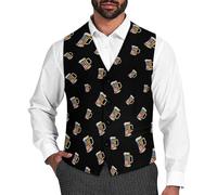 U.S. Flag Beer Men's Suit Vest Formal Dress Waistcoat Vest Casual Business Vests for Suit Or Tuxedo XL