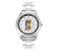 U.S. Flag Beer Personalized Quartz Watch Stainless Steel Wrist Watches with Arabic Numerals for Men Women