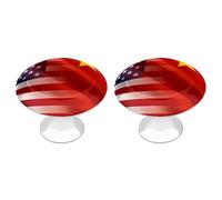 U.S. Flag China Flag Funny Round Cabinet Knobs Stainless Steel Drawer Pulls Decorative Door Handles
