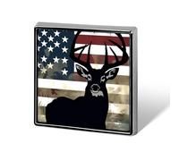 U.S. Flag Deer Head Printed Square Badge Brooch Pins Button Pin Lapel Tie Decoration for Men Women Backpack