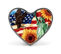 U.S. Flag E-agles Sunflowers Heart Metal Brooches Small 1" Badge Pin Decorative Lapel Pins Gift Clothing Hat Accessory