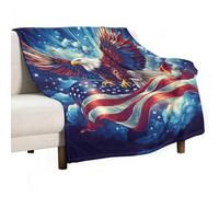 U.S. Flag Ea-gles Flying Bedding Throw Blanket Soft Flannel Throws Travel Warm Bed Blankets Gift for Women Men