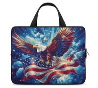 U.S. Flag Ea-gles Flying Funny Laptop Sleeve Case with Carry Handle Waterproof Protective Computer Cover 10-17 Inch
