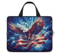 U.S. Flag Ea-gles Flying Funny Laptop Sleeve Case with Carry Handle Waterproof Protective Computer Cover 10-17 Inch