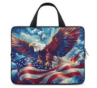 U.S. Flag Ea-gles Flying Funny Laptop Sleeve Case with Carry Handle Waterproof Protective Computer Cover 10-17 Inch