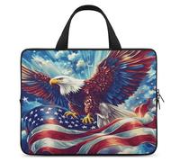 U.S. Flag Ea-gles Flying Funny Laptop Sleeve Case with Carry Handle Waterproof Protective Computer Cover 10-17 Inch