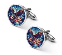 U.S. Flag Ea-gles Flying Men’s Classic Cufflinks Jewelry Accessories for Suit Shirts Husband Anniversary Birthday Gift 1.7cm