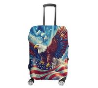 U.S. Flag Ea-gles Flying Printed Luggage Cover Washable Suitcase Protector Fits 19-32 Inch Funny Travel Accessories
