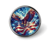 U.S. Flag Ea-gles Flying Round Metal Brooches 1 Inch Decorative Badges Exquisite Decorations Pins for Clothing
