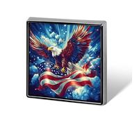 U.S. Flag Ea-gles Flying Square Metal Brooches 1 Inch Decorative Badges Exquisite Decorations Pins for Clothing