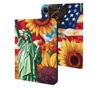 U.S. Flag Ea-gles Sunflowers Cute Tablet Case Unisex Slim Hard Protective Cover Compatible with iPad 9th/ 8th/ 7th