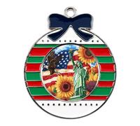 U.S. Flag Ea-gles Sunflowers Funny Christmas Pendant Charms Metal Hanging Xmas Tree Ornament Necklace Jewelry Circular
