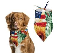U.S. Flag Ea-gles Sunflowers Printed Dog Bandanas Adjustable Trendy Triangle Pet Scarffor Small Medium Large