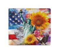 U.S. Flag Eagles Sunflowers Watercolor Bifold Wallet with ID Window Leather Slim Wallet RFID Blocking Compact Purse for Men Women