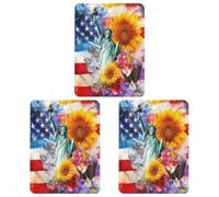 U.S. Flag Eagles Sunflowers Watercolor Car Air Freshener 3-pack Aromatherapy Tablets Hanging Scented Cards for Rooms Bathrooms Wardrobe Square