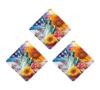 U.S. Flag Eagles Sunflowers Watercolor Car Air Freshener 3-pack Aromatherapy Tablets Hanging Scented Cards for Rooms Bathrooms Wardrobe Rhombus