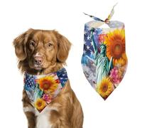 U.S. Flag Eagles Sunflowers Watercolor Dog Scarf Triangle Bandana Happy Easter Soft Puppy Scarfs Gifts for Medium Large Pets