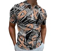 U.s. Flag Endometrial Cancer Awareness Golf Shirts for Men Short Sleeve Poloshirt Collared Casual Mens Tees