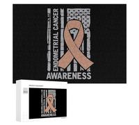 U.s. Flag Endometrial Cancer Awareness Wood Puzzles for Adults And Family Game Interesting Creative Gift Wooden Jigsaw Puzzle