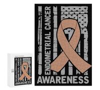 U.s. Flag Endometrial Cancer Awareness Wood Puzzles for Adults And Family Vertical Version Game Interesting Creative Gift Wooden Jigsaw Puzzle