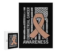 U.s. Flag Endometrial Cancer Awareness Wood Puzzles for Adults And Family Vertical Version Game Interesting Creative Gift Wooden Jigsaw Puzzle