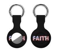 U.S. Flag Faith Compatible with Airtag Locator Silicone Protective Case with Keychain 1PCS