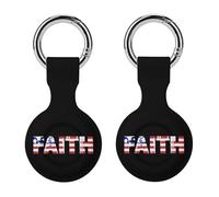 U.S. Flag Faith Compatible with Airtag Locator Silicone Protective Case with Keychain 2PCS