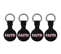 U.S. Flag Faith Compatible with Airtag Locator Silicone Protective Case with Keychain 4PCS