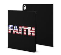 U.S. Flag Faith Compatible with iPad Protective Case with Pen Holder Book Style