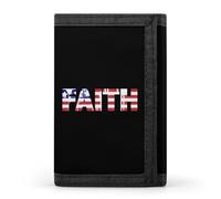 U.S. Flag Faith Mens Trifold Wallet Classic Credit Card Case Slim Purse with ID Window