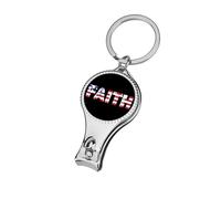 U.S. Flag Faith Nail Clipper Portable Metal Fingernail and Toenail Clippers Cutters with Bottle Opener Keychain