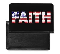 U.S. Flag Faith Passport Holder Cover Wallet with ID Card Slot Slim Travel RFID Blocking Case Protector Essentials for Women Men